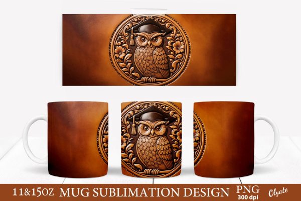 Owl Graduation Mug PNG. Leather Graduation PNG. 11 OZ, 15 OZ Online