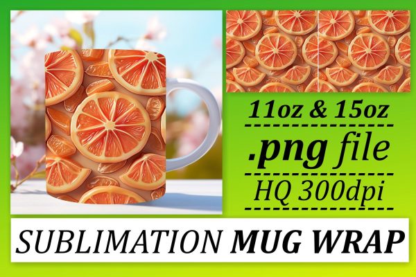 Sunny Citrus Mug Wrap: Luscious Fruit Patterns For Sale