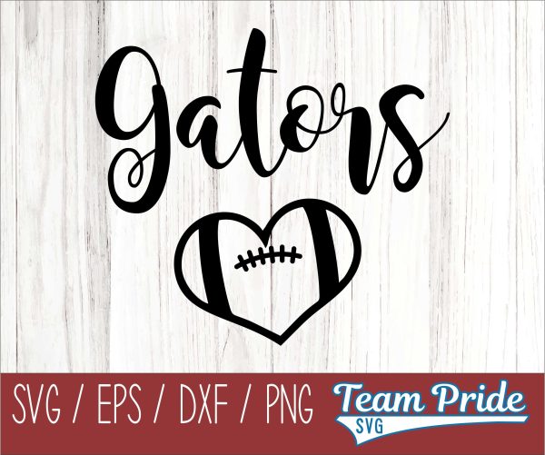 Gators Football Heart SVG Digital Download Printable - SVG, EPS, DXF, PNG on Sale