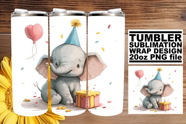 Whimsical Creature Carnival: Birthday Tumbler Design Supply