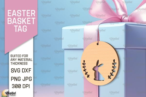 Easter Basket Tag SVG. Easter Laser Cut Online Sale