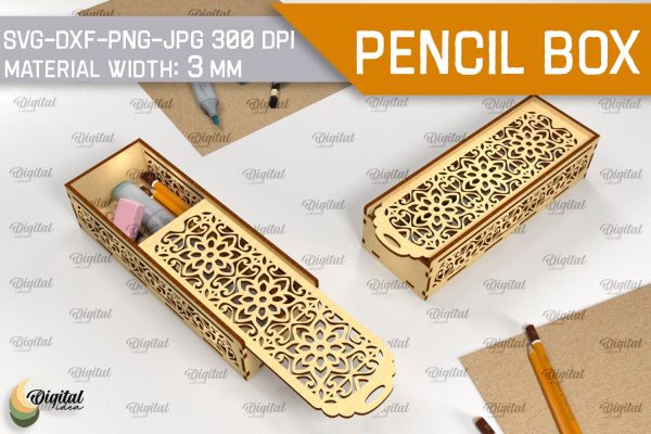 Laser Cut Wooden Pencil Box. Laser Pencil Case SVG For Sale