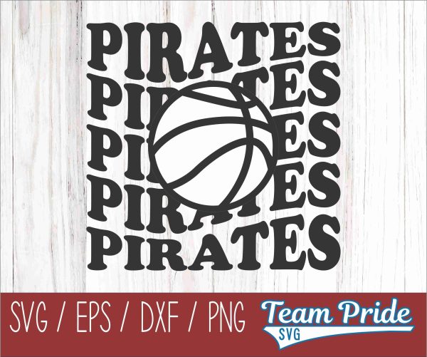 Pirates Vintage Wave Basketball SVG Digital Download Printable - SVG, EPS, DXF, PNG Hot on Sale