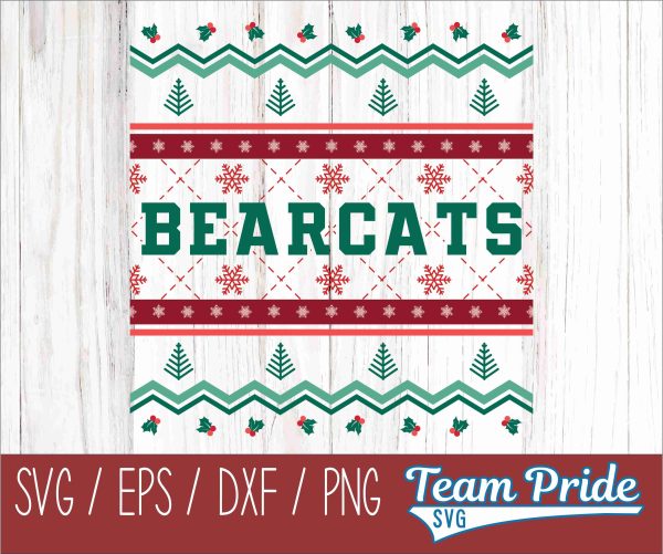 Bearcats Ugly Christmas Sweater Festive Holiday Design SVG, EPS, DXF, PNG Online Sale