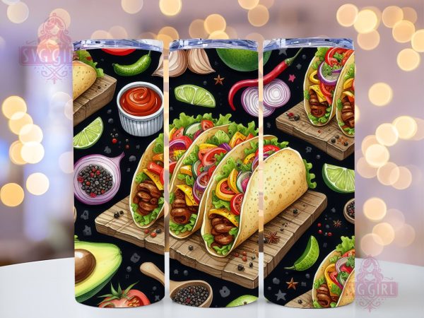 Mexican Food 20oz Tumbler Wrap Sublimation Design, Taco Png, Straight Tapered Tumbler Wrap, Mexican Taco Tumbler Png, Instant Digital Download Sale