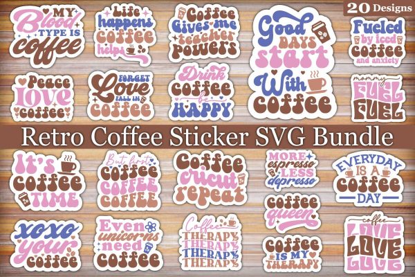 Retro Coffee Sticker SVG Bundle Online Hot Sale