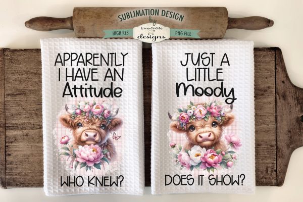 Sassy Highland Cows Sublimation Kitchen Towel Designs Supply