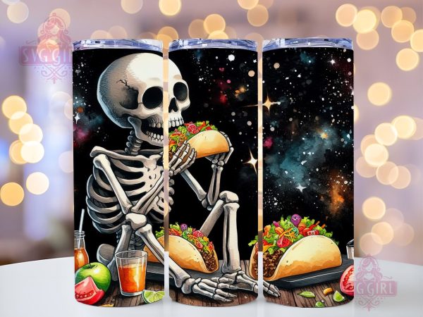Funny Skeleton Taco 20oz Tumbler Wrap Sublimation Design, Straight Tapered Tumbler Wrap, Mexican Taco Tumbler Png, Instant Digital Download Hot on Sale
