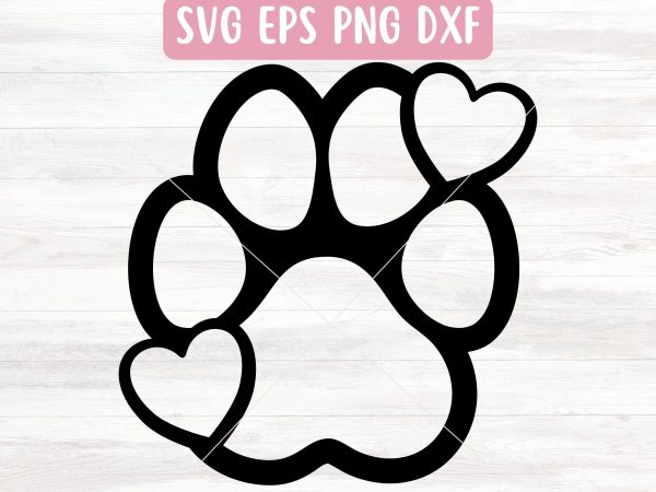 Paw Print Hearts SVG File for Cricut or Silhouette For Sale