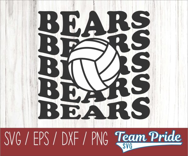 Bears Volleyball Retro Wave SVG Digital Download Printable - SVG, EPS, DXF, PNG Cheap