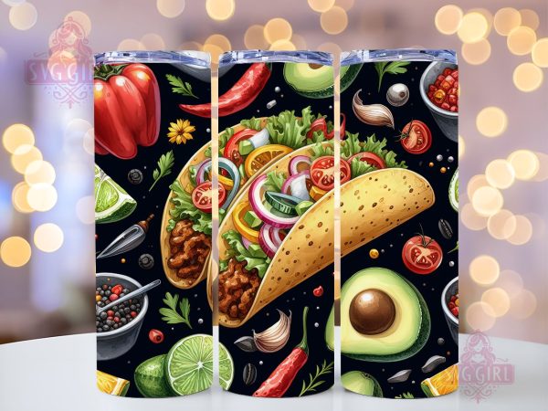 Mexican Food 20oz Tumbler Wrap Sublimation Design, Taco Png, Straight Tapered Tumbler Wrap, Mexican Taco Tumbler Png, Instant Digital Download Online