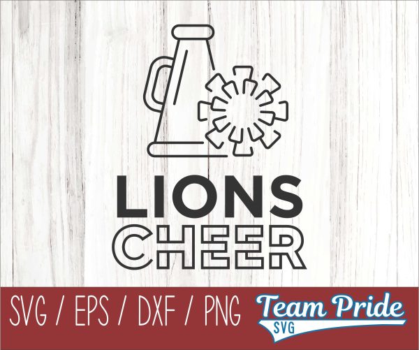 Lions Cheer Line Art SVG Digital Download Printable - SVG, EPS, DXF, PNG Fashion