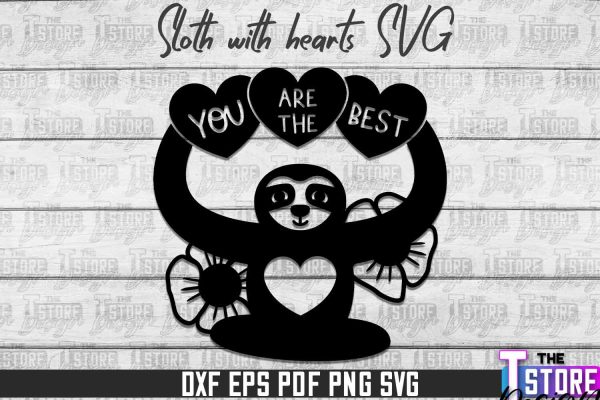 Sloth With Hearts SVG | Lazy Design SVG | SVG File Hot on Sale