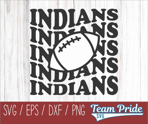 Indians Football Retro Wave SVG Digital Download Printable - SVG, EPS, DXF, PNG Hot on Sale