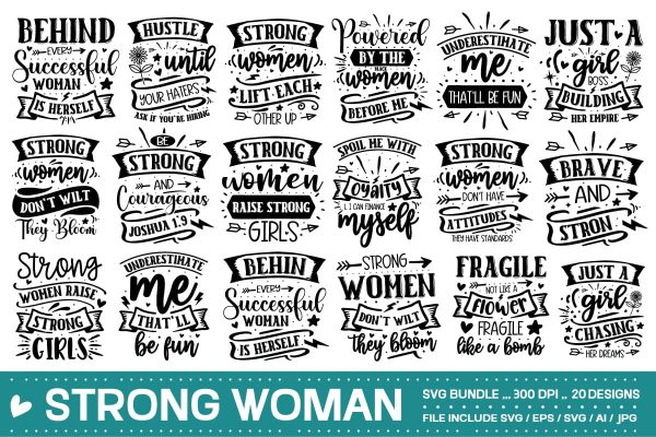 Strong woman SVG bundle   20 designs Online now