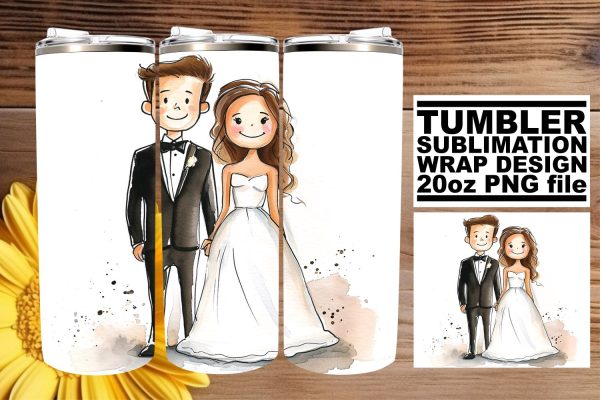 Cherished Watercolor Wedding Tumbler Wrap: Love Affair 20oz Sale