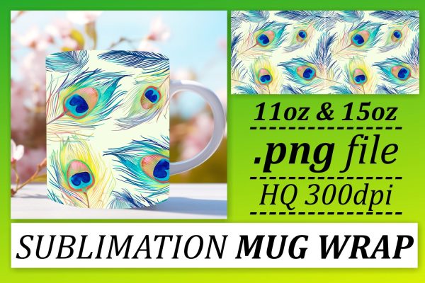 Playful Colorful Feather Mug Sublimation: 11oz 15oz Style and Charm Cheap