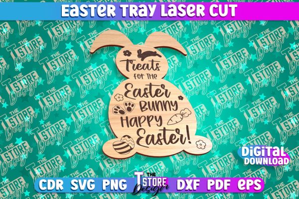 Easter Serving Tray Laser Cut | Dear Easter Bunny | CNC File on Sale