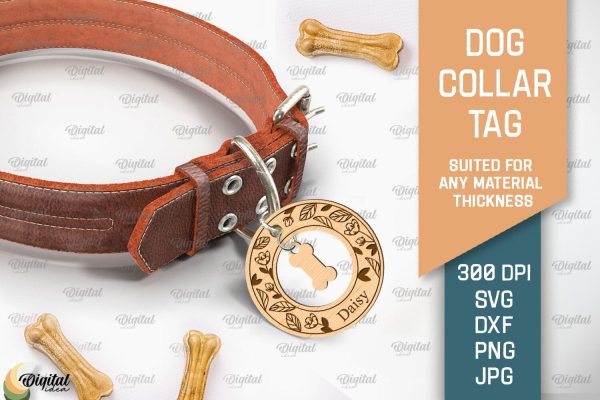 Dog Collar Tag Laser Cut. Dog Name Tag SVG Online