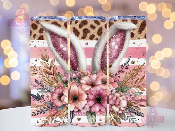 Easter Bunny Ears 20oz Tumbler Wrap Sublimation Design, Straight Tapered Tumbler Wrap, Happy Easter Day Tumbler Png, Instant Digital Download Hot on Sale