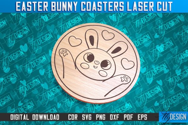 Easter Bunny Coasters | Laser Cutting File | CNC File Supply