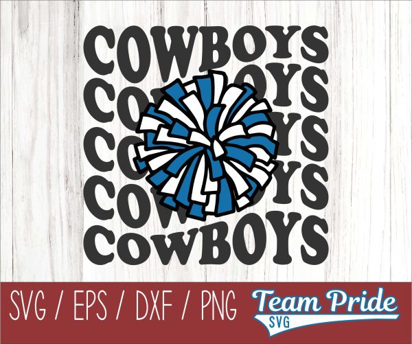Cowboys Cheer Vintage Wave SVG Digital Download Printable - SVG, EPS, DXF, PNG Hot on Sale