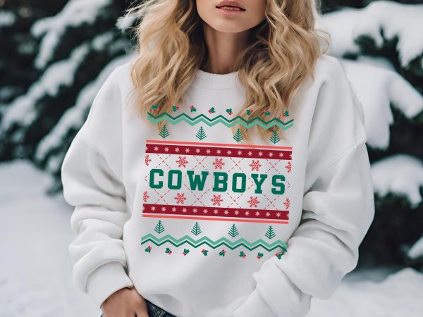 Cowboys Ugly Christmas Sweater Festive Holiday Design SVG, EPS, DXF, PNG Online now