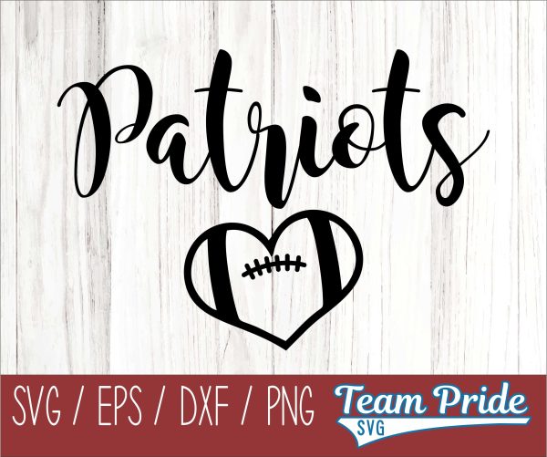 Patriots Football Heart SVG Digital Download Printable - SVG, EPS, DXF, PNG Fashion