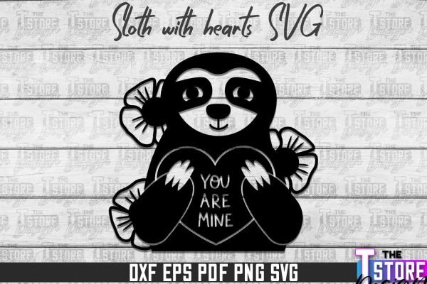 Sloth With Hearts SVG | Lazy Design SVG | SVG File Discount