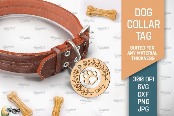 Dog Collar Tag Laser Cut. Dog Name Tag SVG Online now