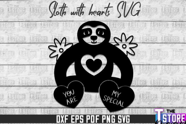 Sloth With Hearts SVG | Lazy Design SVG | SVG File Hot on Sale