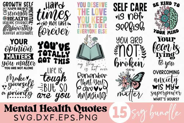 Mental Health Quotes SVG Bundle Sale