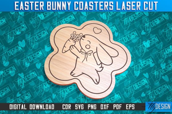 Easter Bunny Coasters | Laser Cutting File | CNC File Discount