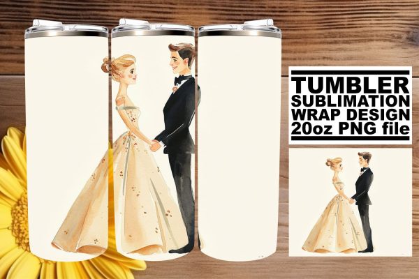 Radiant Watercolor Wedding Tumbler: Eternal Bliss 20oz Online now