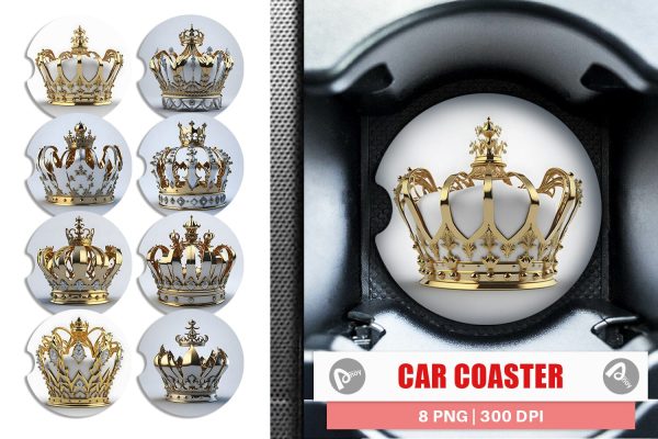 Car Coaster King Crown Gold Hot on Sale