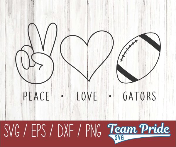 Peace Love Gators Football SVG Digital Download Printable - SVG, EPS, DXF, PNG Fashion