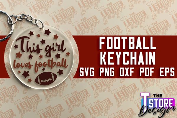 Football SVG Design | Round Keychain Designs | Dad Keychain For Cheap