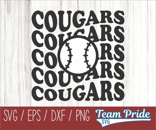 Cougars Baseball SVG Digital Download Printable - SVG, EPS, DXF, PNG 2 Online