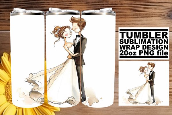 Enchanting Love Watercolor Wedding Tumbler Wrap: Endearing 20oz For Discount