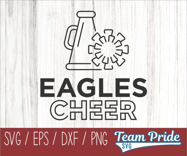 Eagles Cheer Line Art SVG Digital Download Printable - SVG, EPS, DXF, PNG Discount