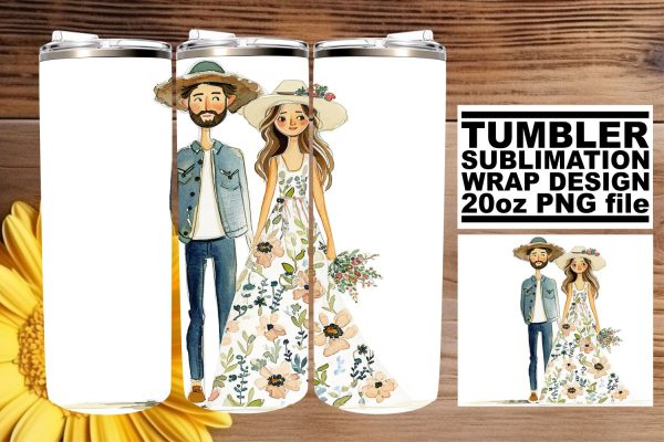 Blissful Watercolor Wedding Tumbler: Everlasting Love 20oz Discount