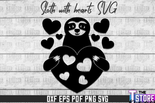 Sloth With Hearts SVG | Lazy Design SVG | SVG File Discount