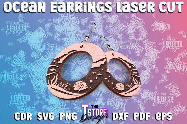 Ocean Earrings Box Laser Cut | Box Laser Cut SVG Design Online now