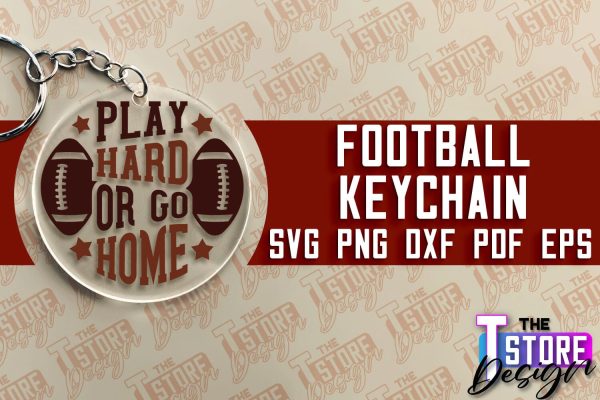 Football SVG Design | Round Keychain Designs | Dad Keychain For Discount