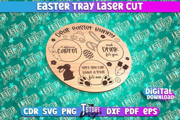 Easter Serving Tray Laser Cut | Dear Easter Bunny | CNC File For Cheap