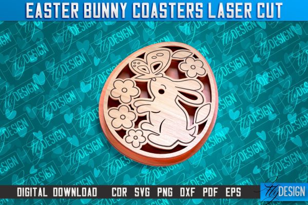 Easter Bunny Coasters | Laser Cutting File | CNC File Discount