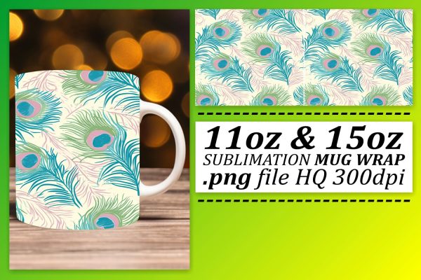 Playful Colorful Feather Mug Sublimation: 11oz 15oz Trendy Edition For Cheap