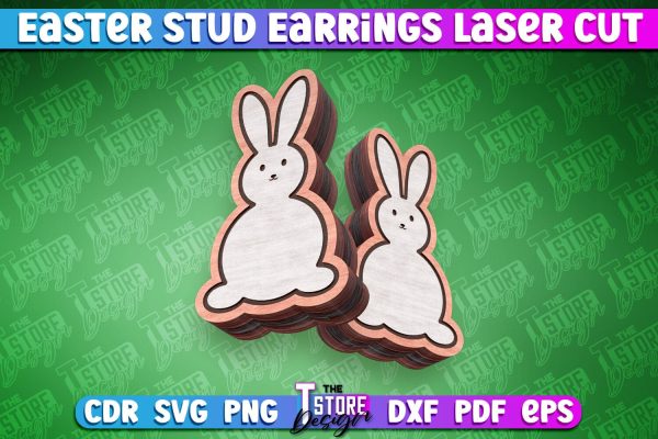 Easter Stud Earrings Laser Cut | Rabbit Stud Earrings | CNC Sale