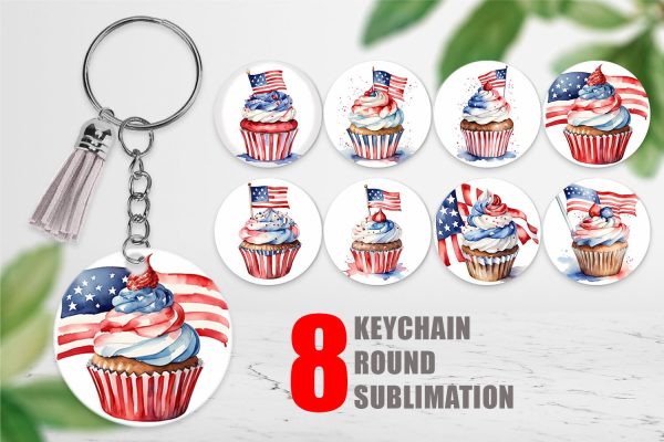 Keychain Cupcake 4th of July Sale