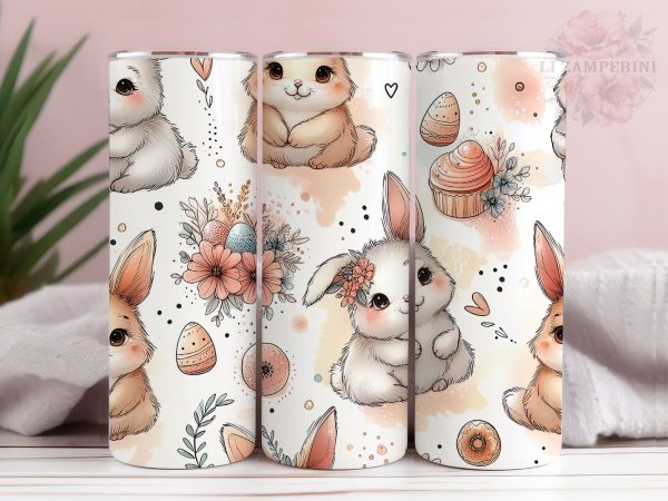 Cutie Easter Bunny Seamless 20oz Tumbler Wrap PNG, Straight & Tapered Tumbler Wrap, Easter Bunny Tumbler Png, Instant Digital Download Online